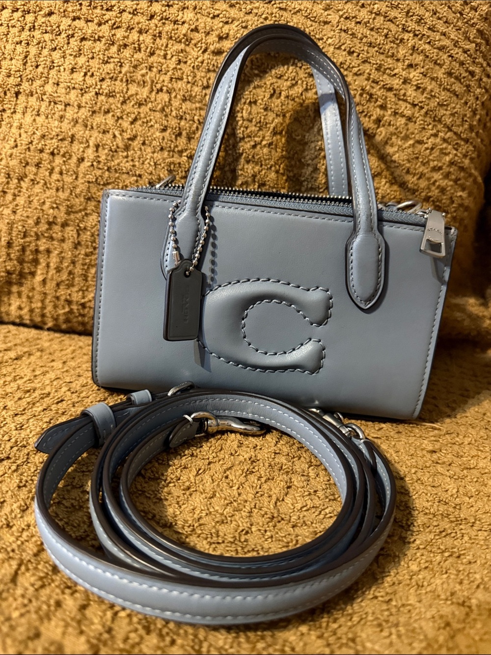Coach Nina Small Tote Bag light blue preowned